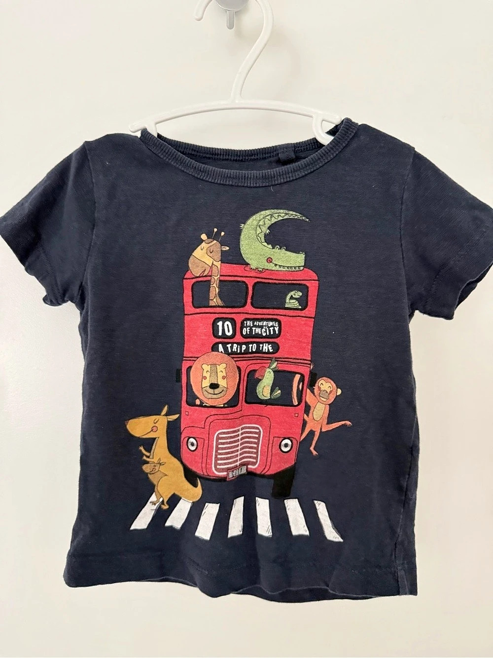 Next London Bus Animal Graphic T-Shirt Blue Baby 6-9M